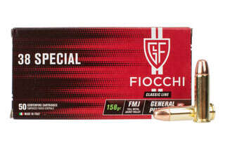 Fiocchi 38 Special 158gr FMJ Ammo comes in a box of 50